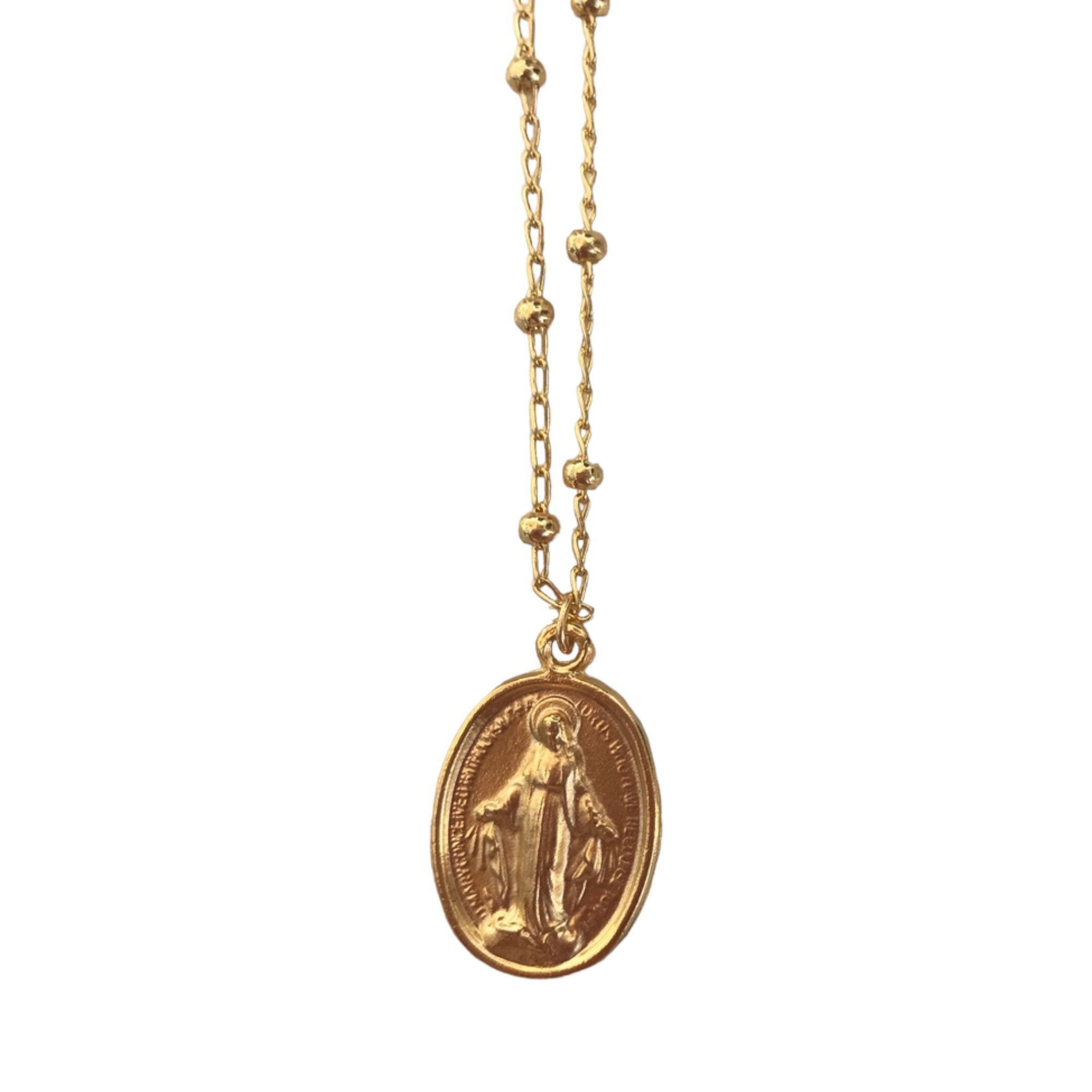 HOLY MARY ROSARIO NECKLACE GOLD 18K PLATED NECKLACE