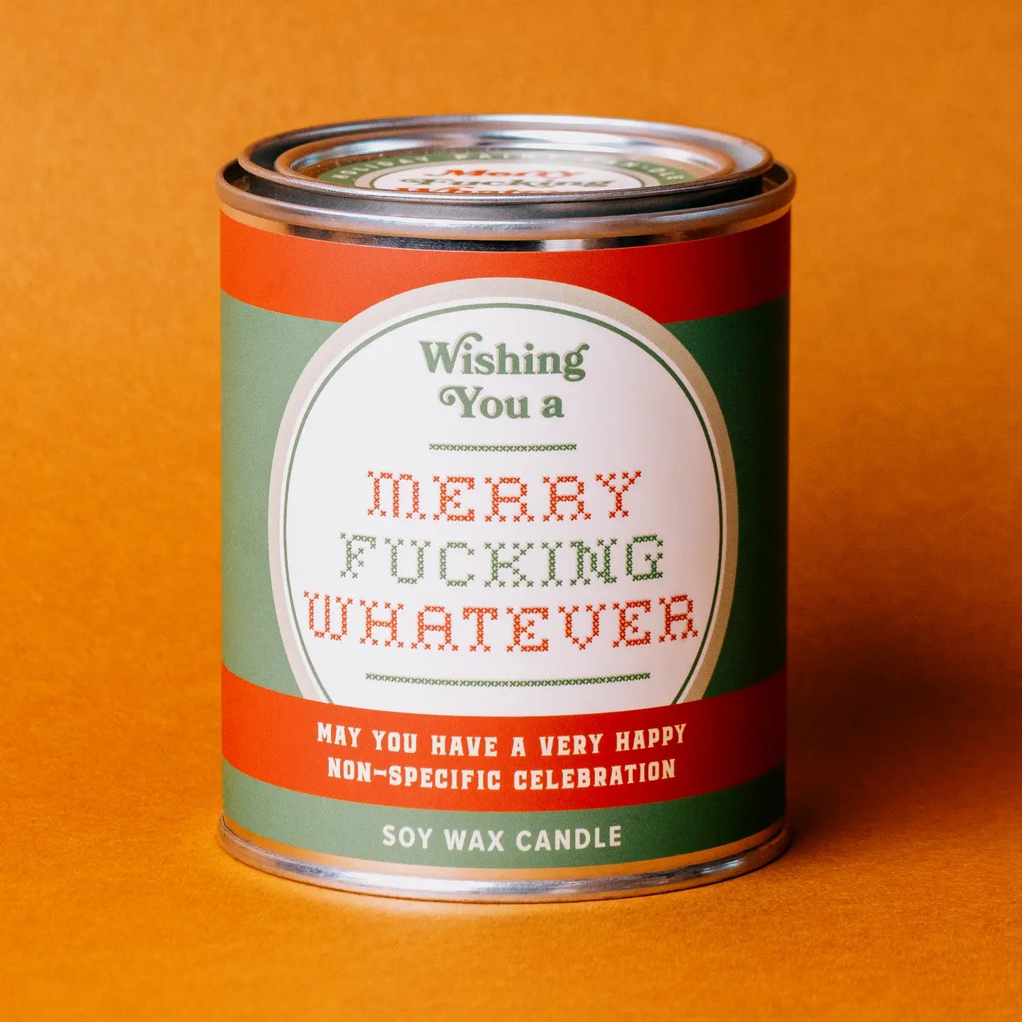 "MERRY FUCKING WHATEVER" PAINT CAN CANDLE
