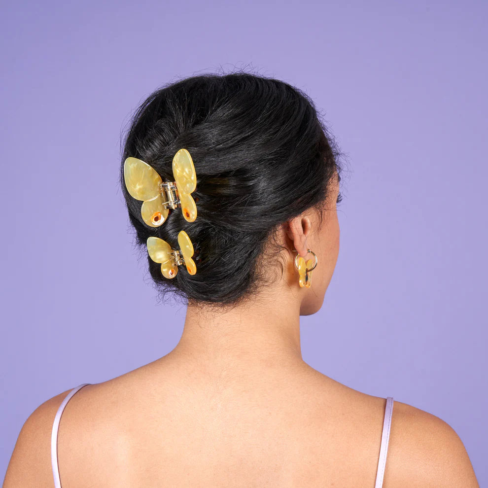 MINI PINZA DE PELO MARIPOSA AMARILLA