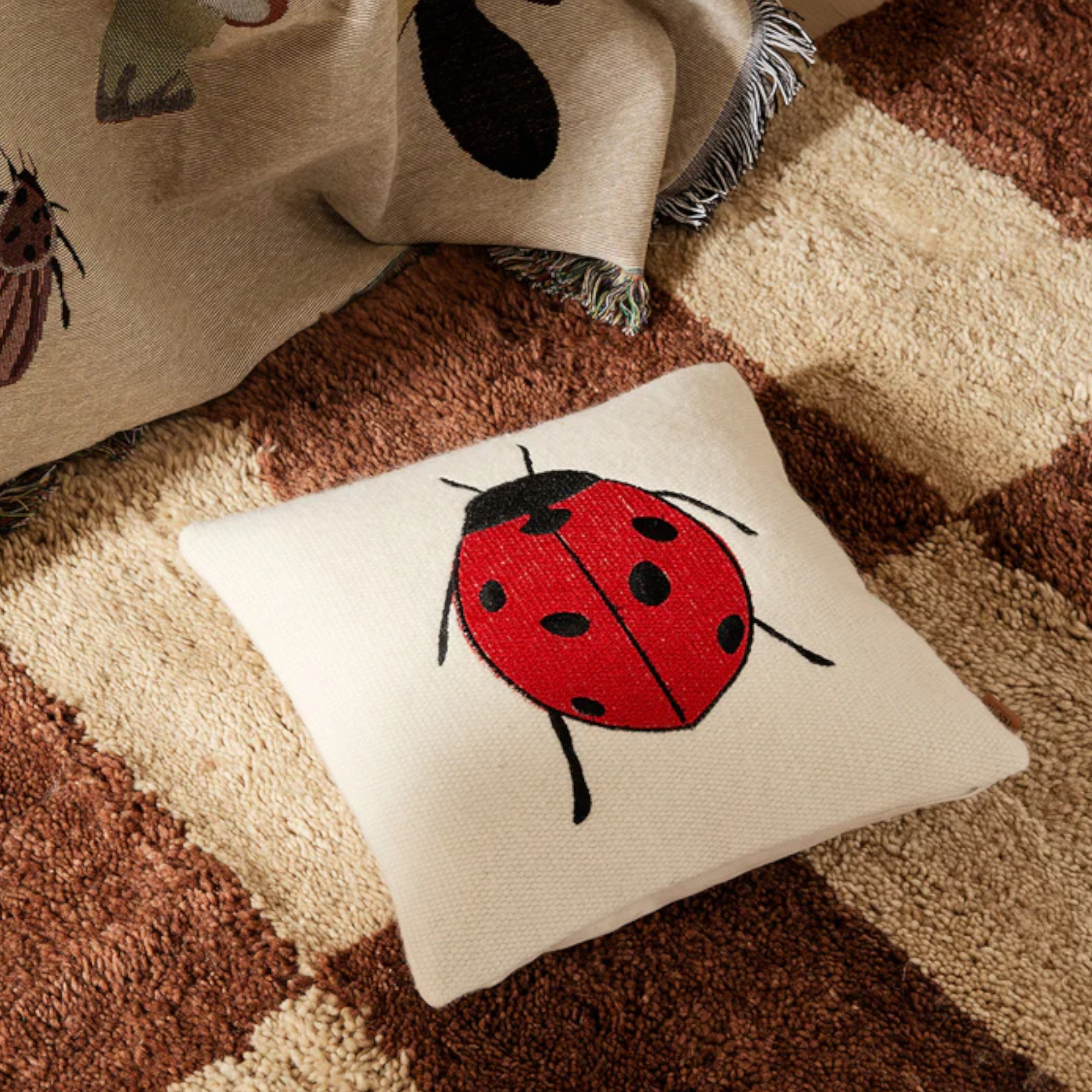 FOREST EMBROIDERED CUSHION LADYBIRD Club Palma 