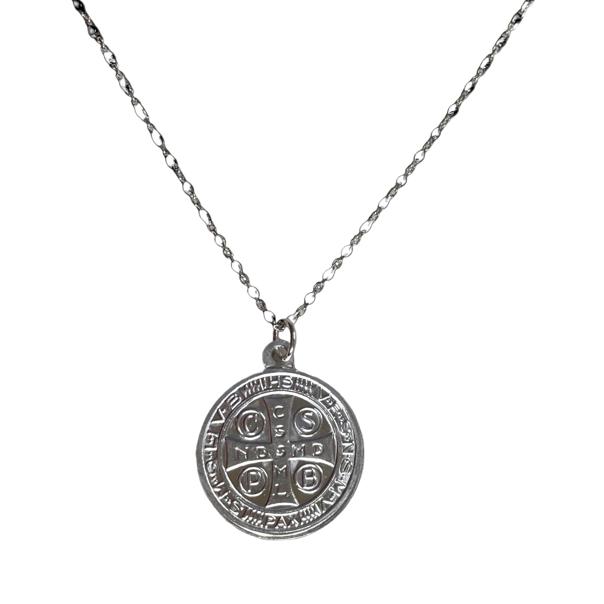 ST. BENEDICT MEDAL ON BLACKIE SILVER 925 NECKLACE Club Palma 